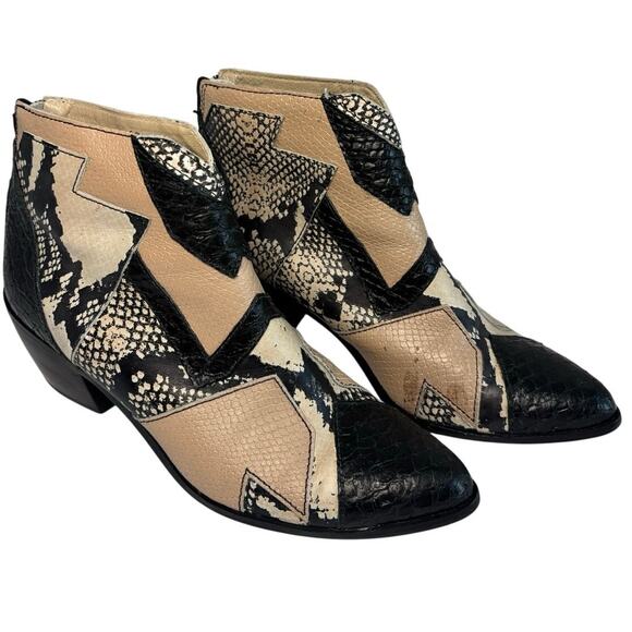 Amuse Society x Matisse Last Call Blush Black Snake Leather Ankle Boots Size 7.5 - Picture 2 of 8